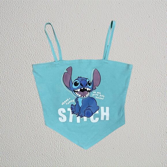 Lilo and Stitch Ohana graphic blue cropped bandana cami Disney Y2K 2000s - Picture 1 of 4